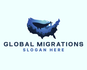 America Ocean Whale logo design