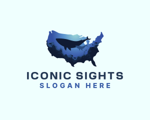 America Ocean Whale logo design