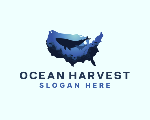 Aquaculture - America Ocean Whale logo design