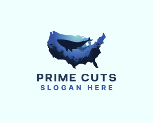 America Ocean Whale logo design