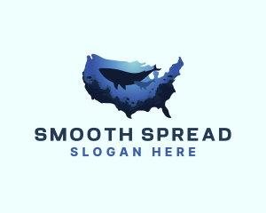 America Ocean Whale logo design