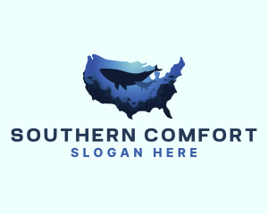 America Ocean Whale logo design