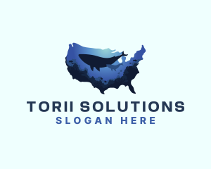 America Ocean Whale logo design