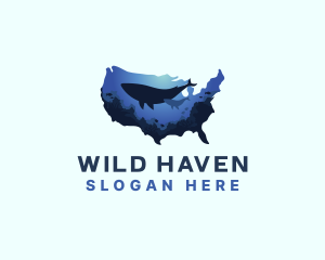 America Ocean Whale logo design