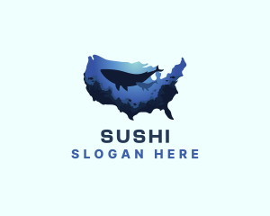 America Ocean Whale logo design