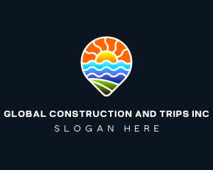 Travel - Location Pin Resort Vacation logo design