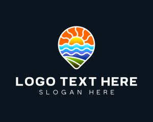 Travel Blogger - Location Pin Resort Vacation logo design