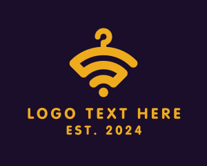 Laundromat - Hanger Wi-Fi Signal logo design