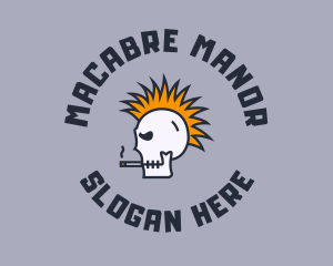 Smoke Mohawk Skull logo design