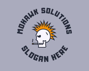 Mohawk - Smoke Mohawk Skull logo design