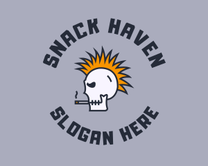 Smoke Mohawk Skull logo design