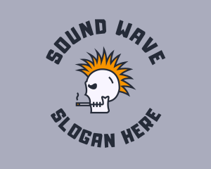 Stereo - Smoke Mohawk Skull logo design