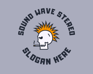 Stereo - Smoke Mohawk Skull logo design