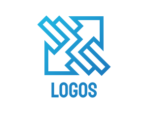 Movers - Geometric Blue Arrow logo design