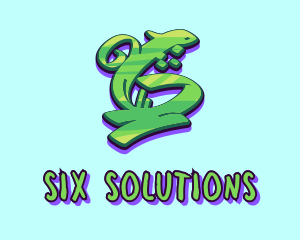 Six - Green Graffiti Art Number 6 logo design