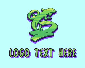 Music Label - Green Graffiti Art Number 6 logo design