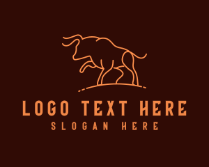Vegan Meat - Taurus Bull Horn logo design