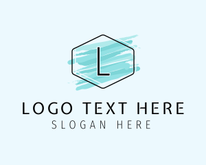 Lady - Hexagon Watercolor Brush logo design