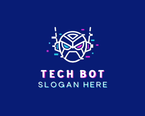 Robot Head Glitch logo design