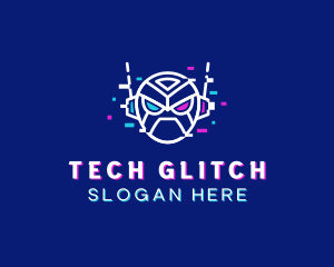 Robot Head Glitch logo design