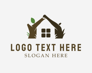 Cabin - Brown Log House logo design