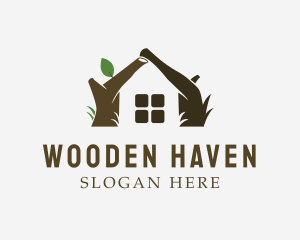 Log - Brown Log House logo design