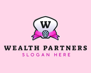 Diamond Jewel Ribbon logo design