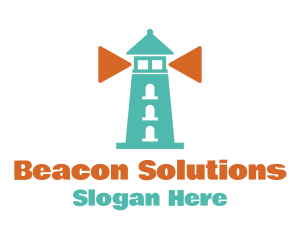 Beacon - Play Button Lighthouse logo design