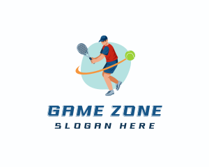 Tennis Racket Player logo design