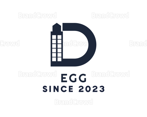 Blue Letter D Building Logo