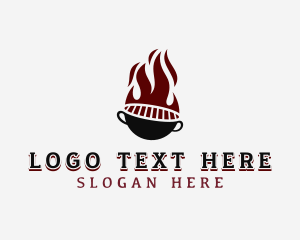 Meat - Hot Flaming Grilling logo design