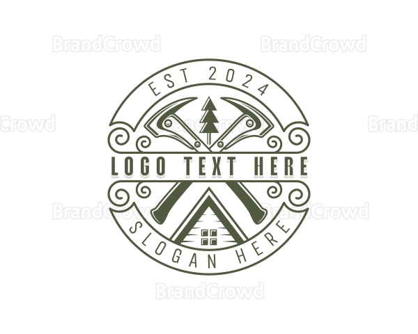 Pickaxe Lumberjack Contractor Logo