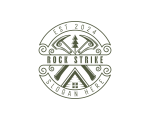 Pickaxe Lumberjack Contractor logo design