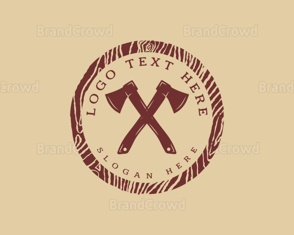 Woodcut Cross Axe Logo