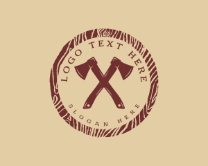 Logger - Woodcut Cross Axe logo design
