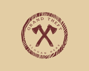 Woodcut Cross Axe Logo