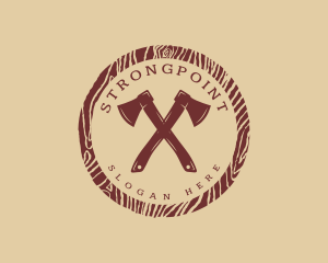 Woodcut Cross Axe Logo