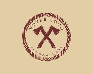 Axe - Woodcut Cross Axe logo design