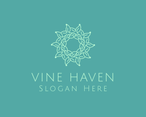 Vine Wreath Flower Garland logo design