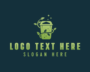 Recycling Bin - Leaf Trash Bin logo design