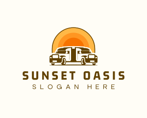 Sunset Logistic Truck logo design