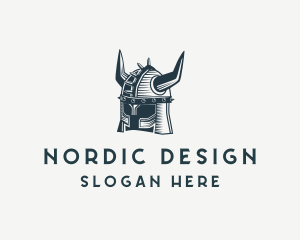 Viking Warrior Horns Helmet logo design