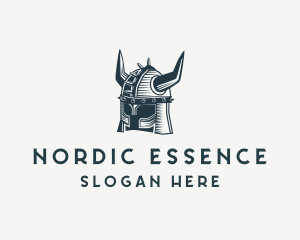 Nordic - Viking Warrior Horns Helmet logo design