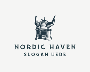 Nordic - Viking Warrior Horns Helmet logo design