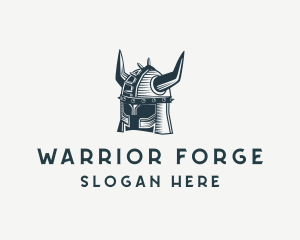 Viking Warrior Horns Helmet logo design