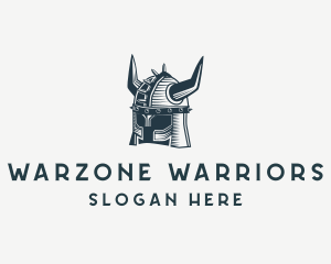 Viking Warrior Horns Helmet logo design