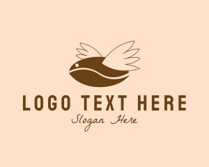 Hot Coffee - Flying Coffee Bean logo design