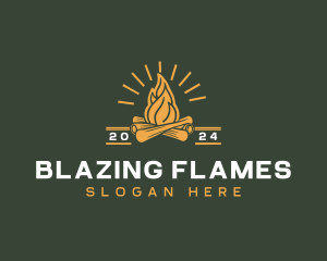 Campfire Flame Camping logo design