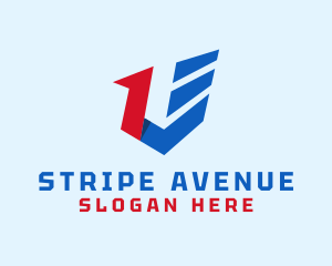 Striped - Striped Flag Letter V logo design