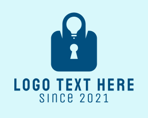 Idea - Blue Lock Light Bulb logo design